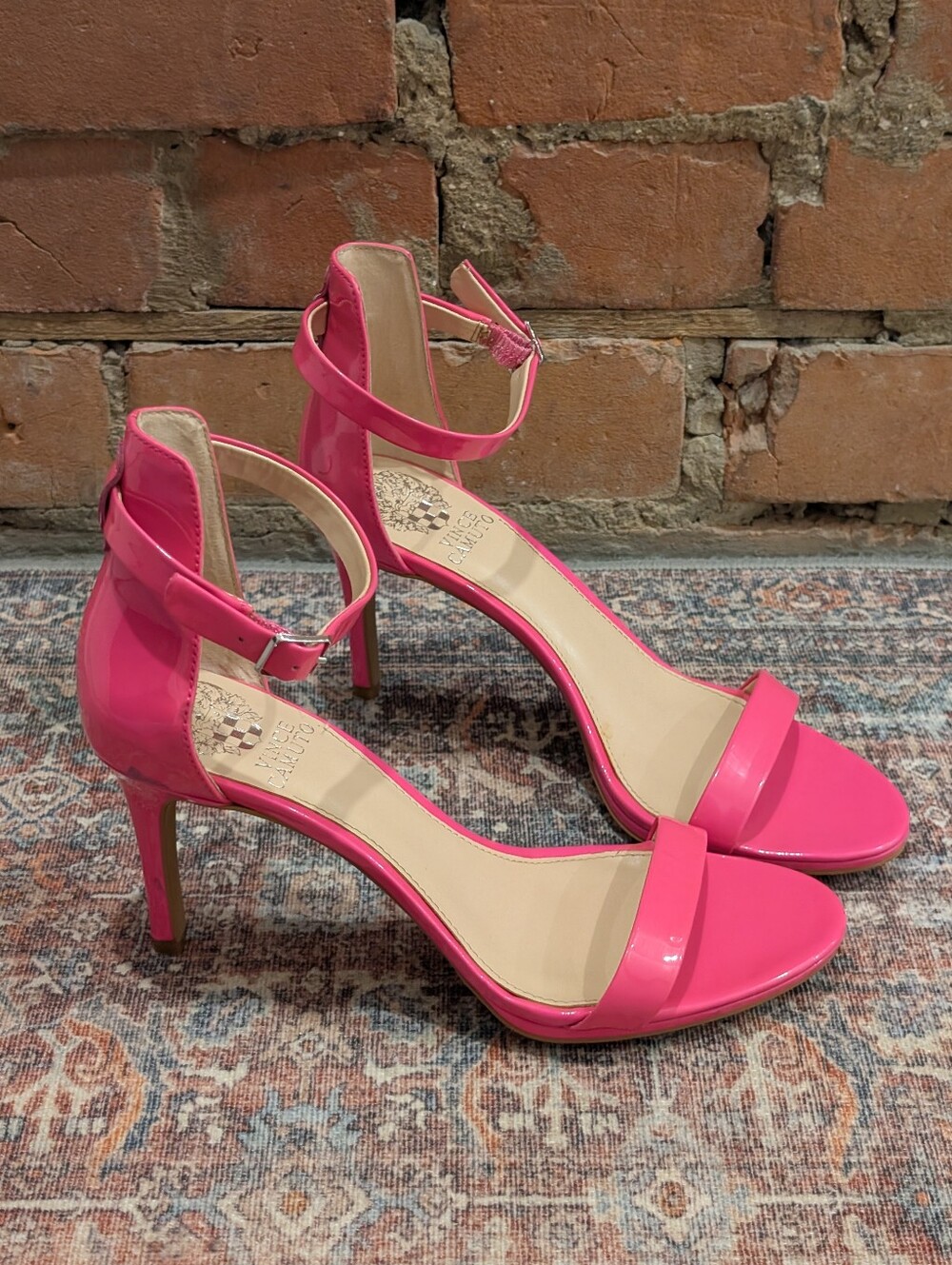 Vince Camuto Jesta Patent Ankle Strap Sandals, Hot Pink